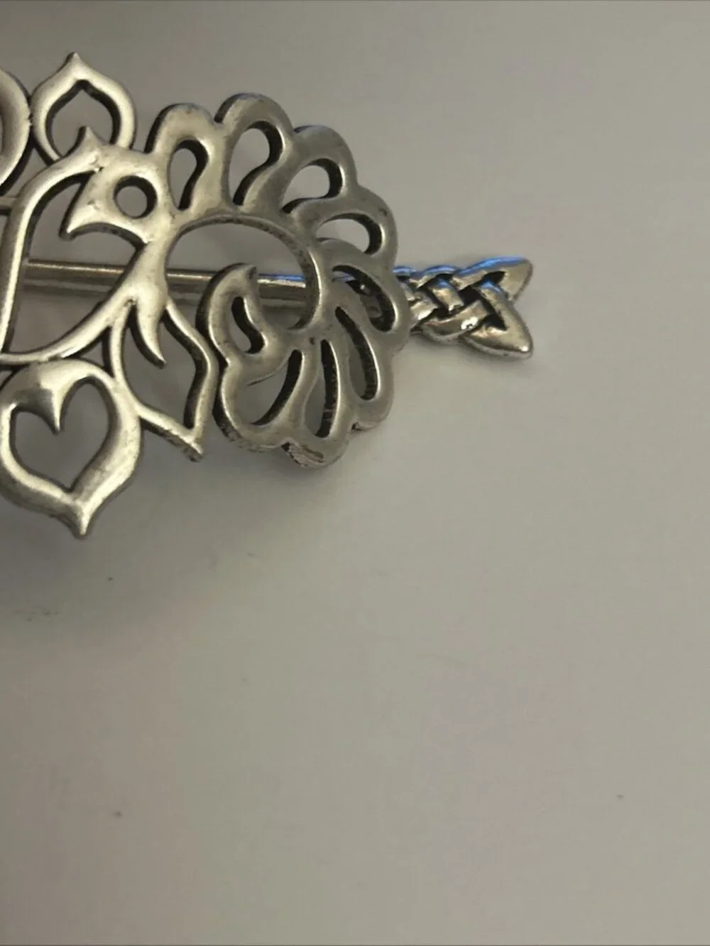 Celtic Hair Barrette Clip Tangled Silver Zinc Alloy Medieval Knot Design Hearts